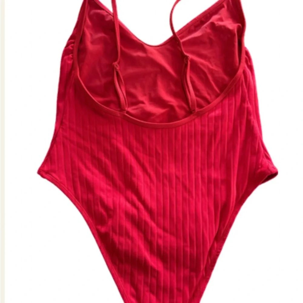 Red Ribbed Swimsuit - Picture 2 of 2